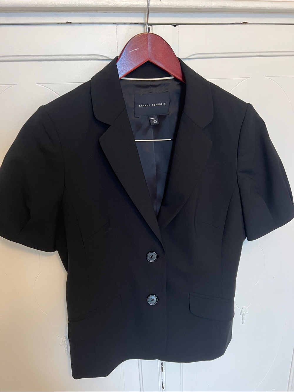 Banana Republic Black Short-Sleeve Tailored Blazer Jacket